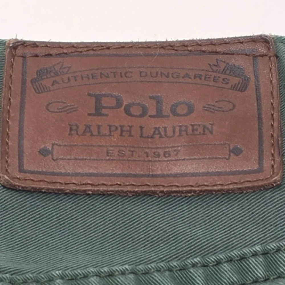 Polo Ralph Lauren Mens 34x32 Straight Leg Dungarees Forest Green Cotton Pants